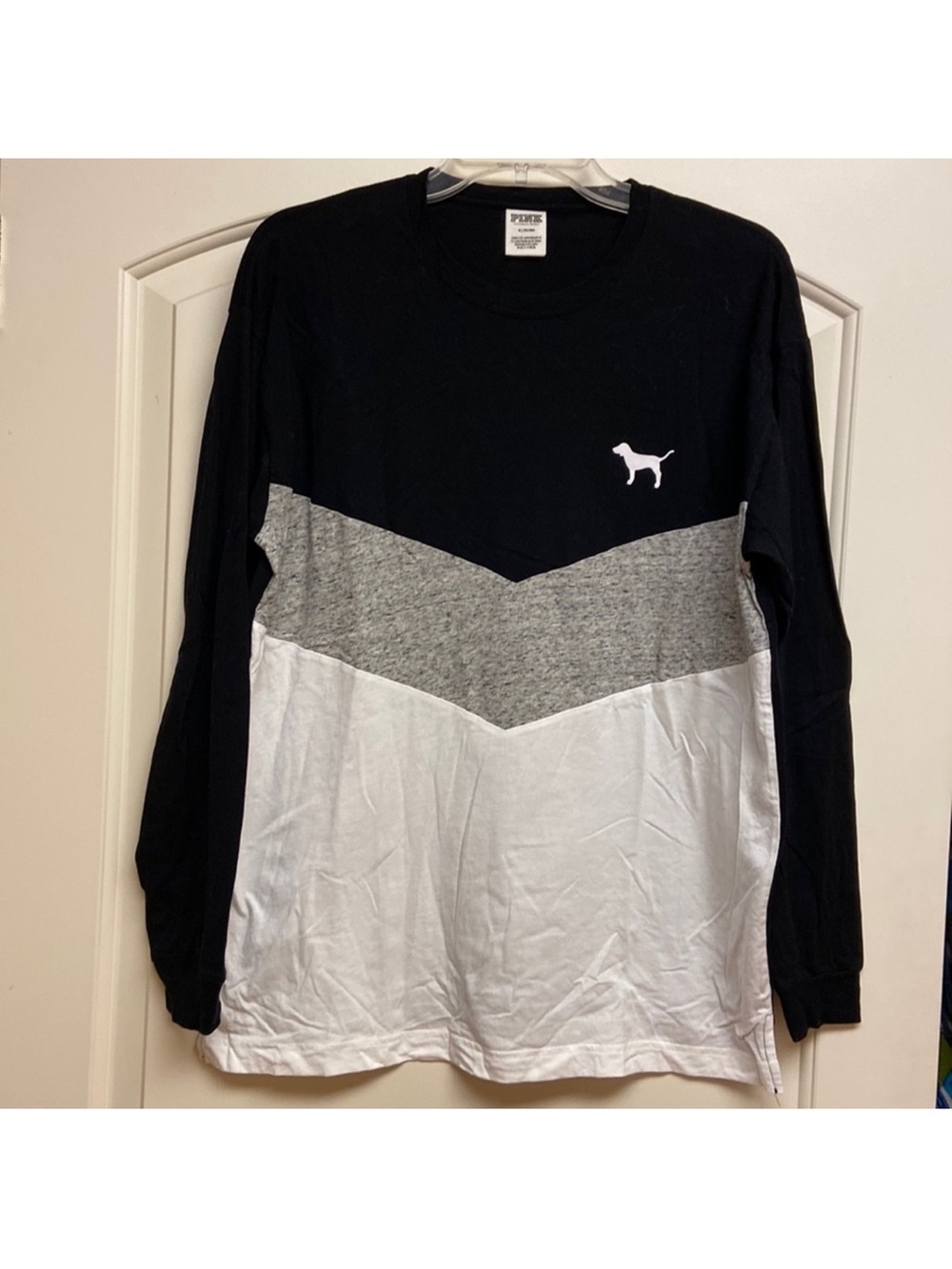 Victoria's Secret PINK Colorblock Long Sleeve - Black/Grey/White